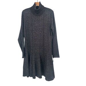 Calvin Klein Womens Metallic  Long-Sleeve sweater Dress Black size XL New $129
